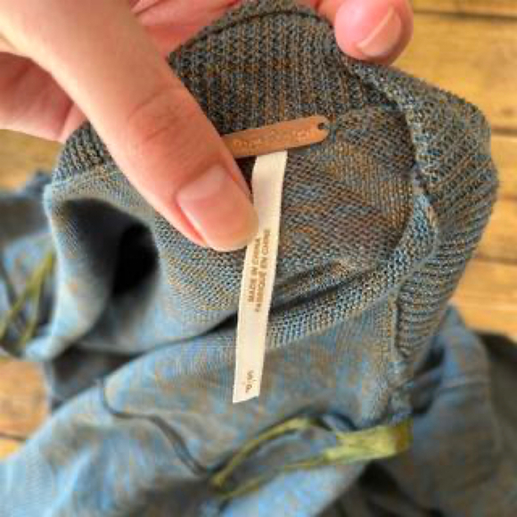 Free people green brown linen short sleeve cardigan - Picture 6 of 7